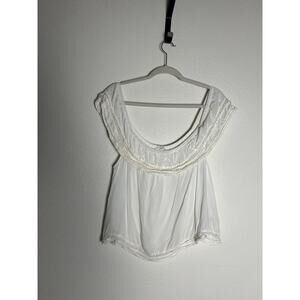 Wilfred Hollande White Ruffle Blouse Top Off Shoulder Size Small
